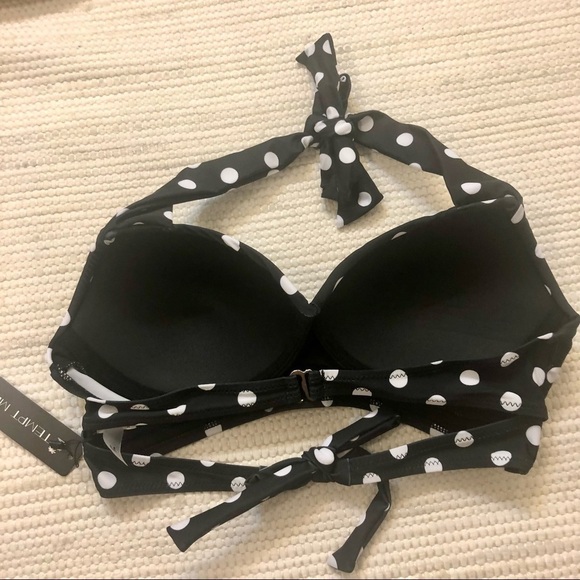 NWT Tempt Me Black and White Polka Dot Bikini Top Size Medium - Picture 4 of 9